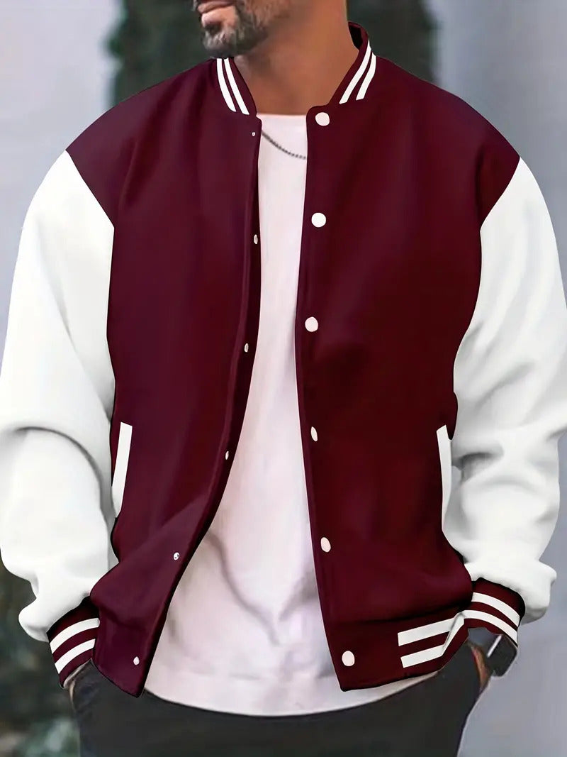 Casual Baseballjack Voor Heren Baseballstijl Lichte Model - Winterjas Heren Bordeaux
