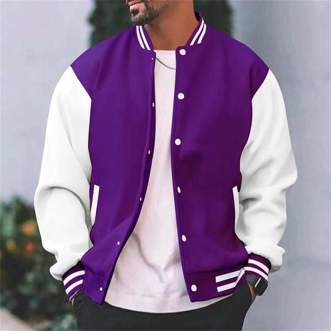 Casual Baseballjack Voor Heren Baseballstijl Lichte Model - Winterjas Heren Paars