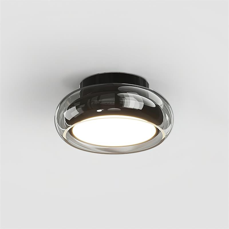 Retro Glazen Plafondlamp Cognackleur Met Kersenband