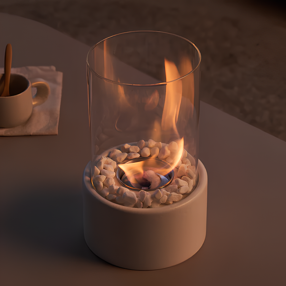 Klassieke Open Vlam Olielamp Met Glazen Cilinder Decoratie Wit