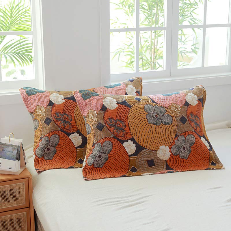 Kleurrijke Persimmon Katoenen Gaas Kussen Handdoek 2 Stuks