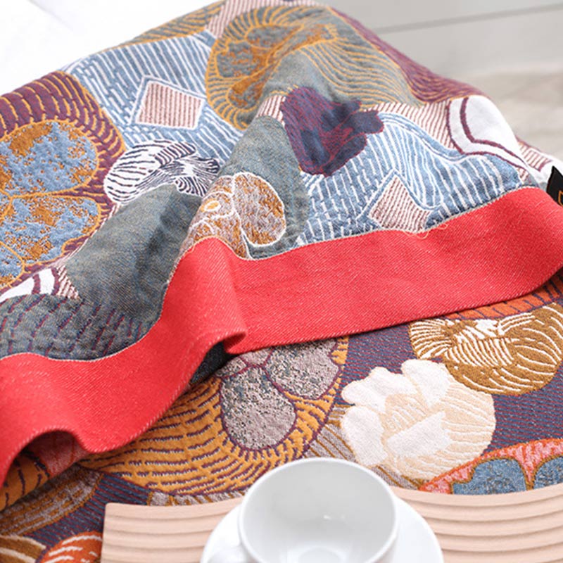Kleurrijke Persimmon Katoenen Quilt Met Omkeerbaar Gaas