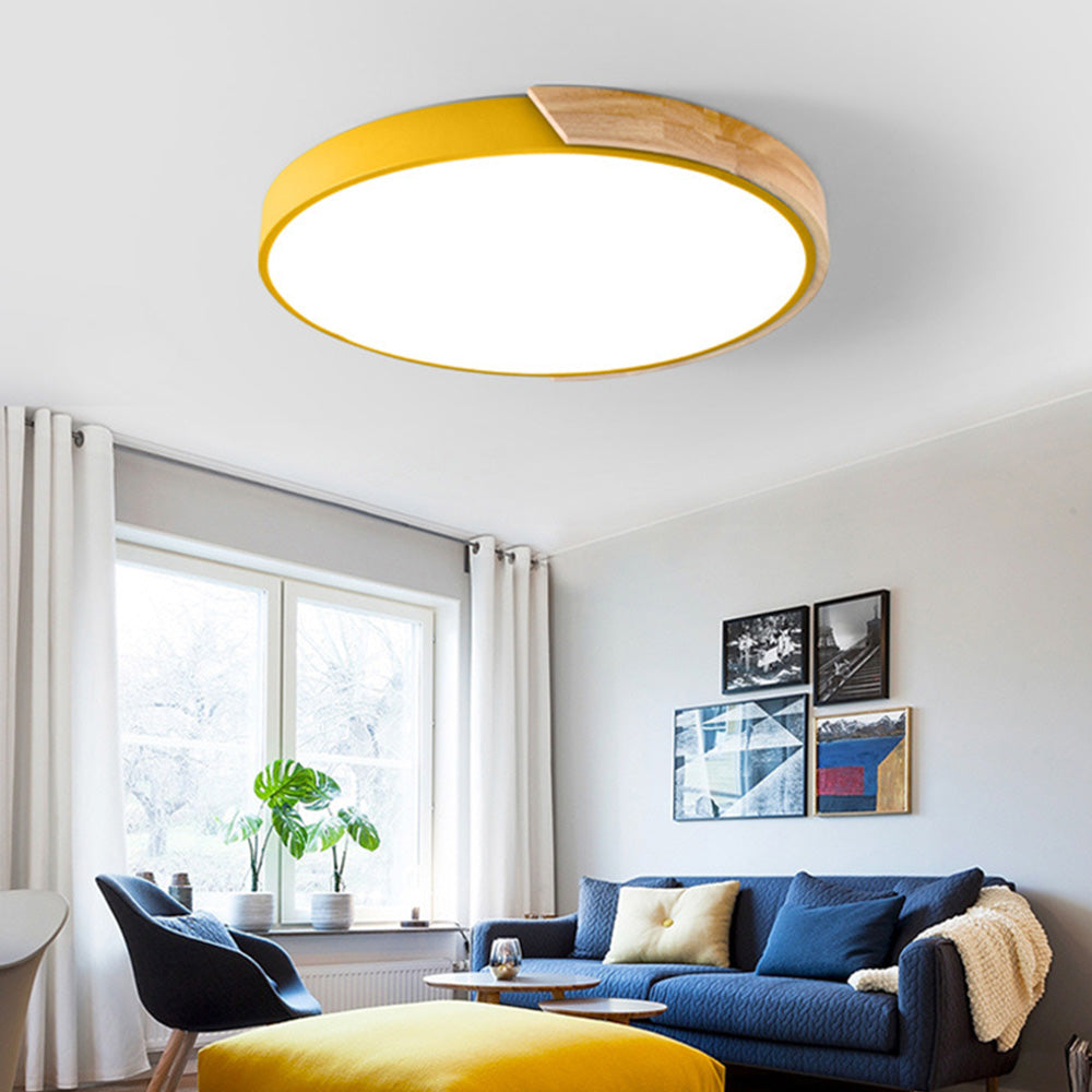 Kleurrijke Eenvoudige Ronde LED Plafondlampen Voor Huis Geel