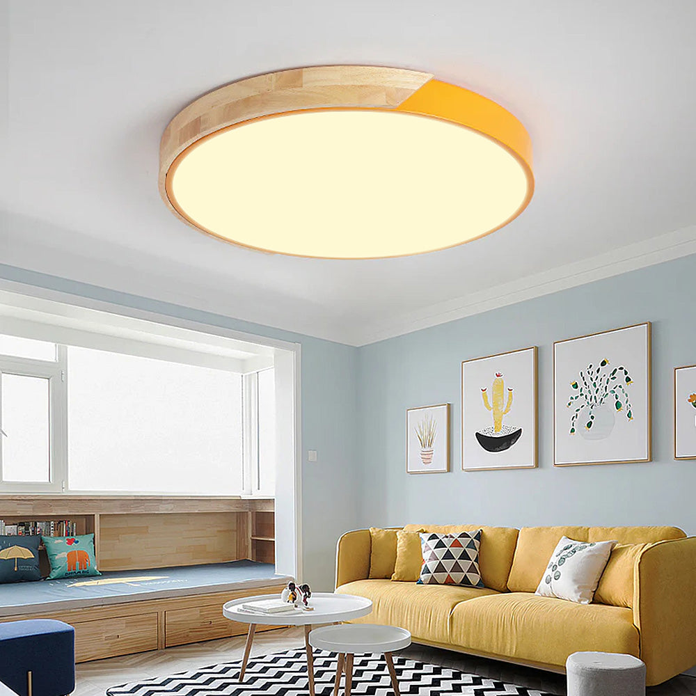 Kleurrijke Eenvoudige Ronde LED Plafondlampen Voor Huis Geel Warm licht