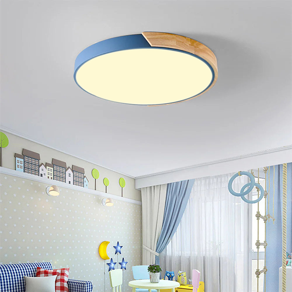 Kleurrijke Eenvoudige Ronde LED Plafondlampen Voor Huis Blauw Warm licht