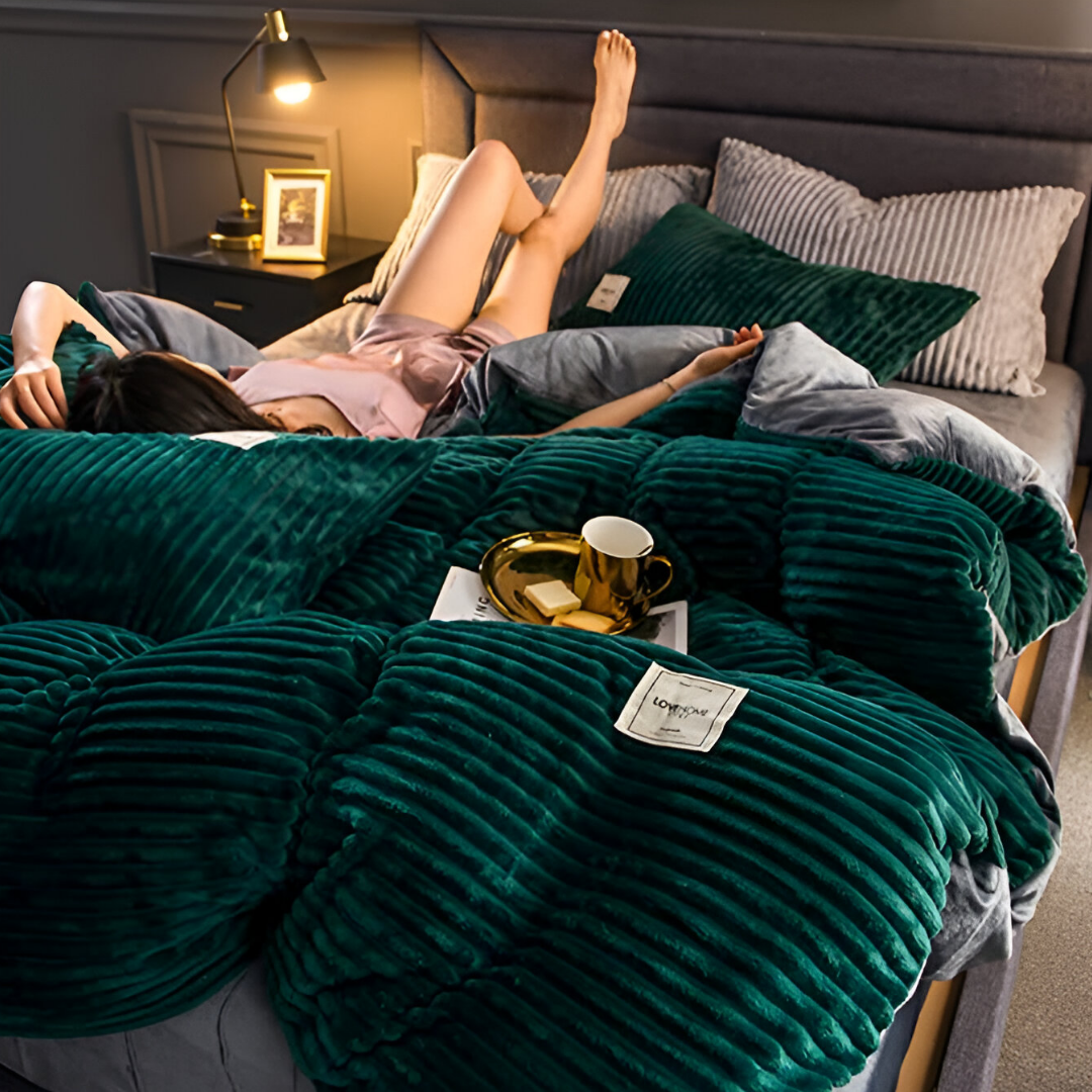 CozyComforter - Fluffy dekbedovertrek Donkergroen