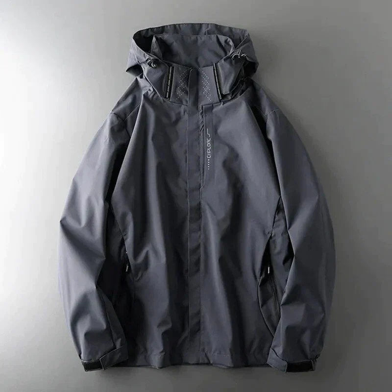 Heren Winter Windjack - Waterdichte Regenjas met Capuchon Grijs