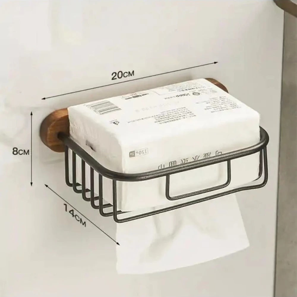 Luxe Badkameraccessoires Set van Walnoot Handdoekrek en Houder Papiermand