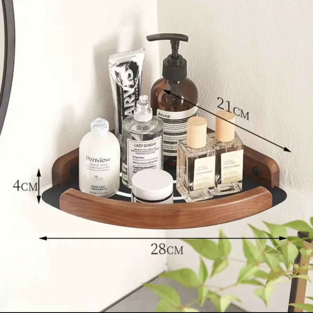 Luxe Badkameraccessoires Set van Walnoot Handdoekrek en Houder Driehoek Plank 1pc-A