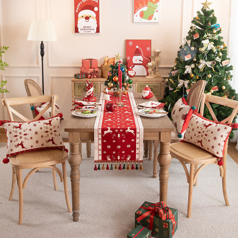 Kerst Tafelloper Met Kwastjes Voor Feestelijk Tafeldecor
