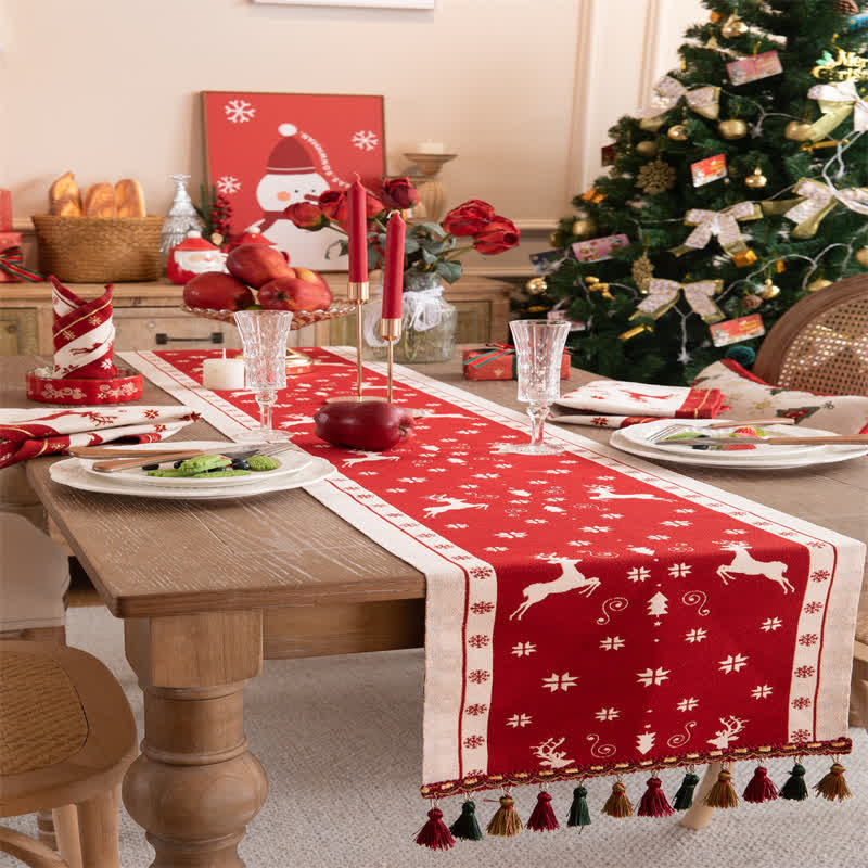 Kerst Tafelloper Met Kwastjes Voor Feestelijk Tafeldecor