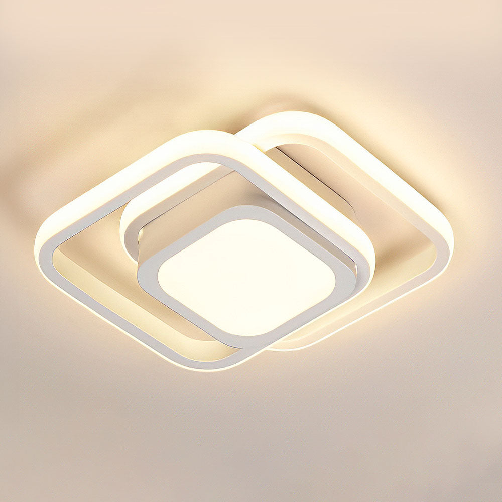 Minimalistische LED Plafondlamp Dubbele Ring Modern Compact Wit Stijl B