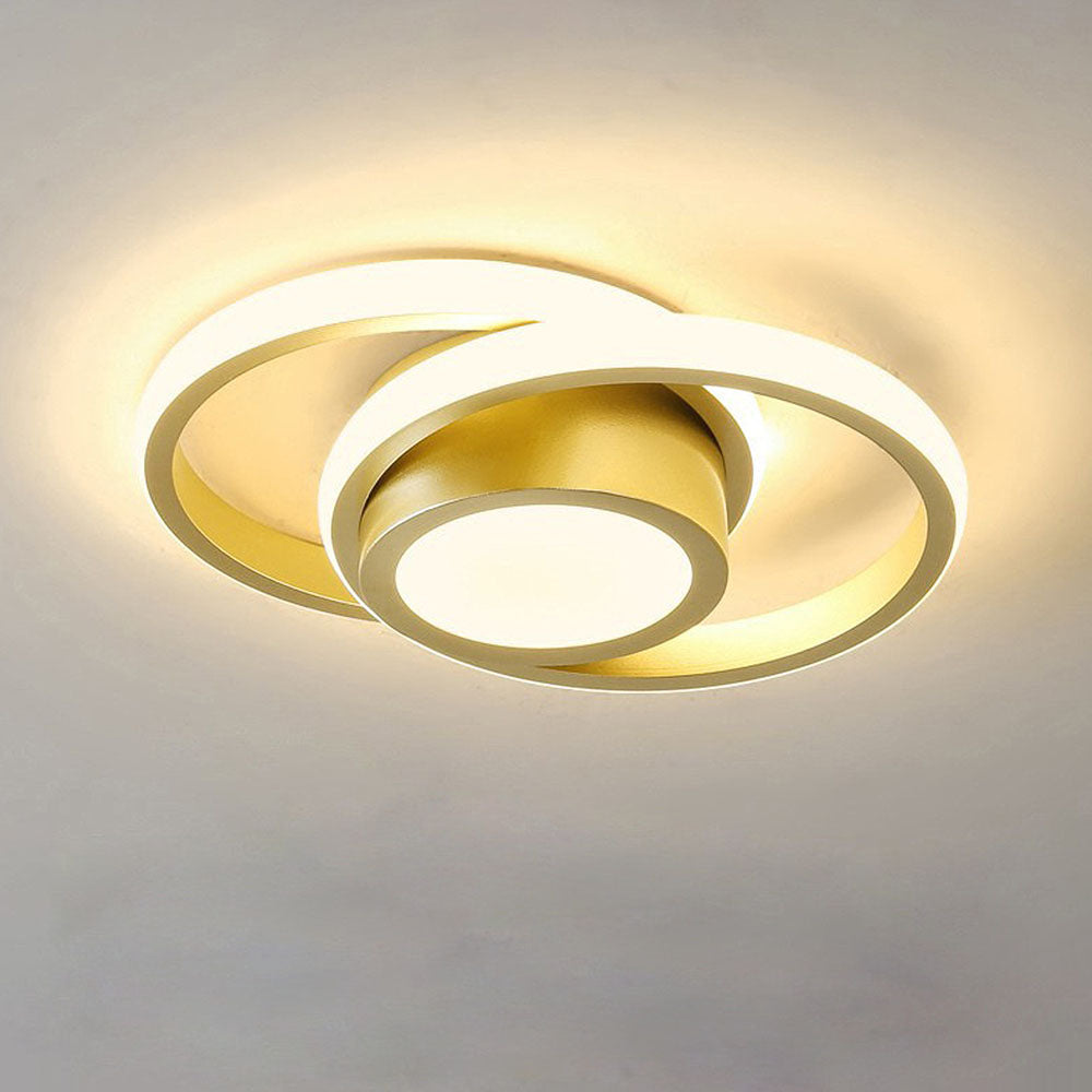 Minimalistische LED Plafondlamp Dubbele Ring Modern Compact Goud Stijl A Wit licht