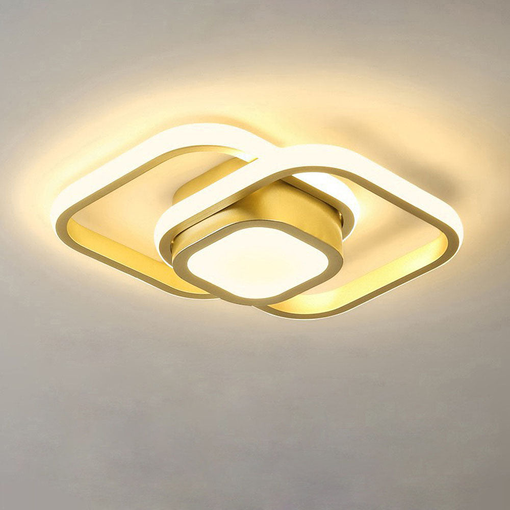 Minimalistische LED Plafondlamp Dubbele Ring Modern Compact Goud Stijl B