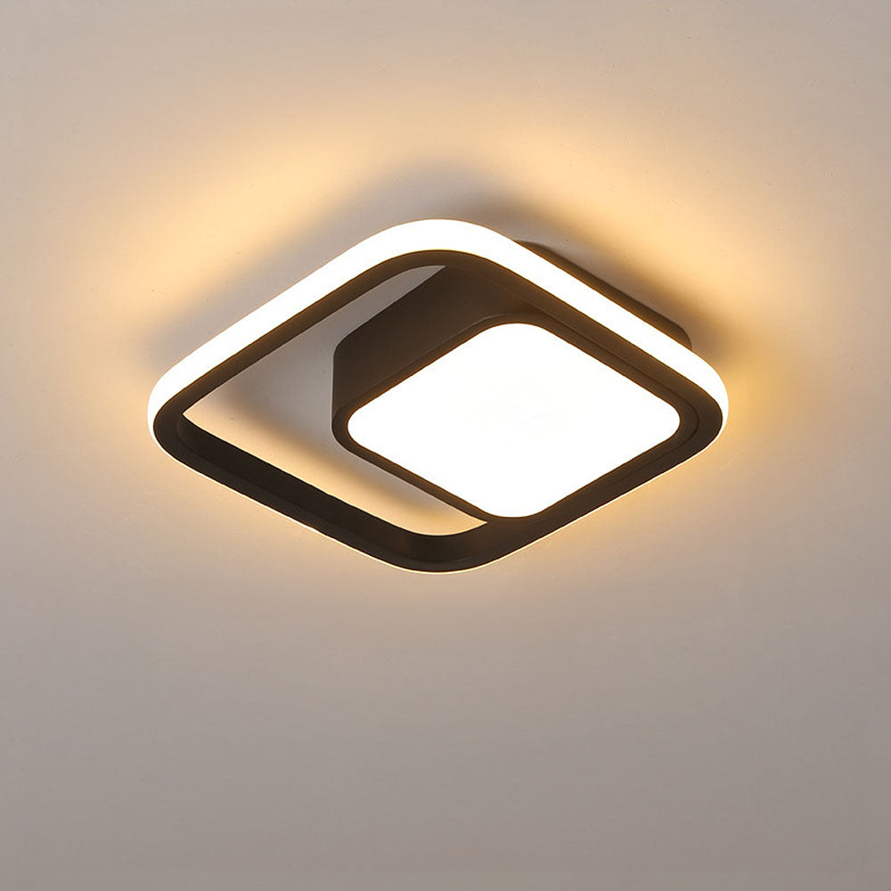 Minimalistische LED Plafondlamp Dubbele Ring Modern Compact Zwart Stijl C