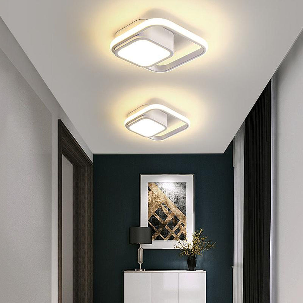Minimalistische LED Plafondlamp Dubbele Ring Modern Compact Wit Stijl C