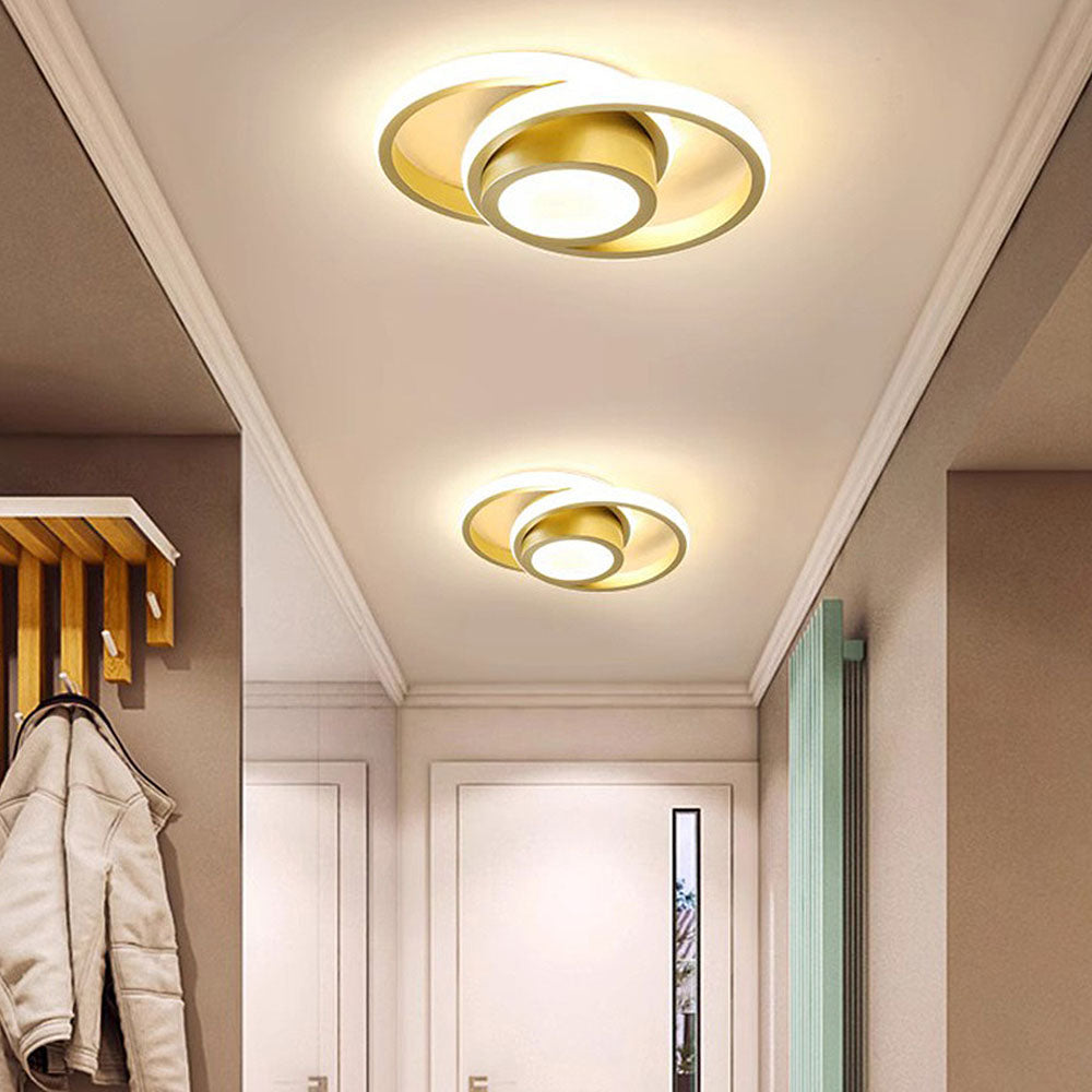 Minimalistische LED Plafondlamp Dubbele Ring Modern Compact Goud Stijl A