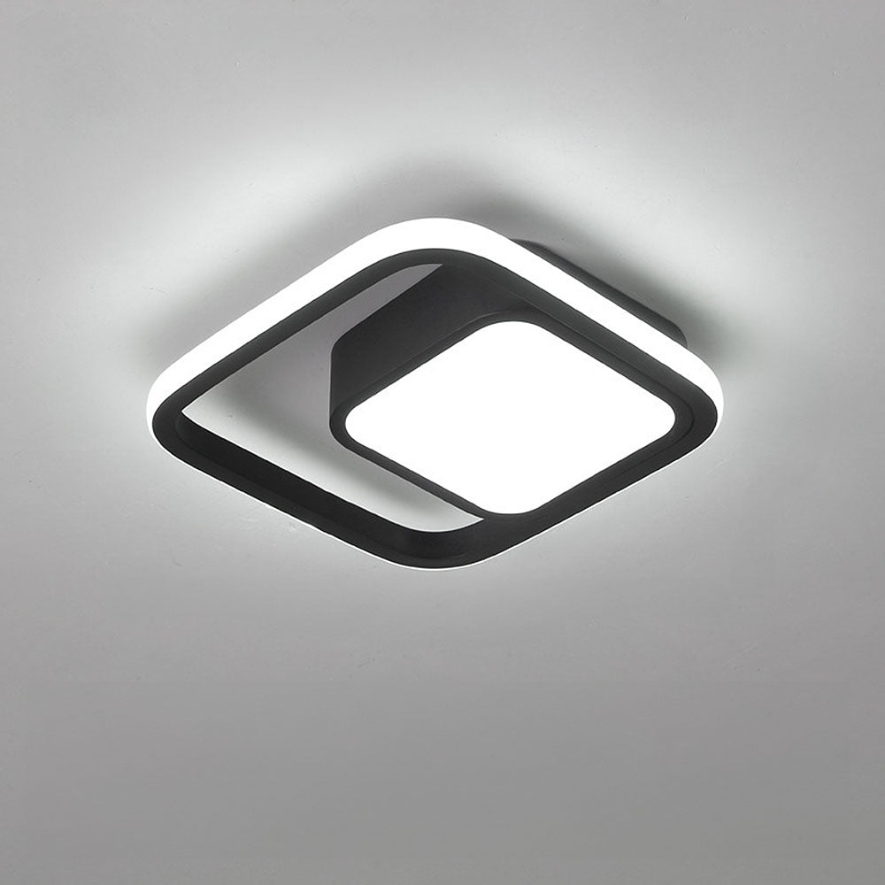 Minimalistische LED Plafondlamp Dubbele Ring Modern Compact Zwart Stijl C Wit licht