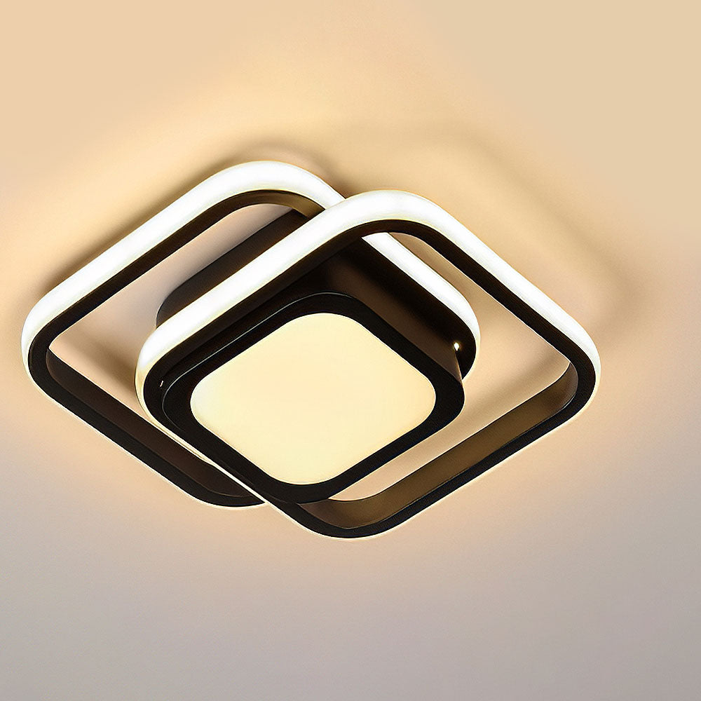 Minimalistische LED Plafondlamp Dubbele Ring Modern Compact Zwart Stijl B