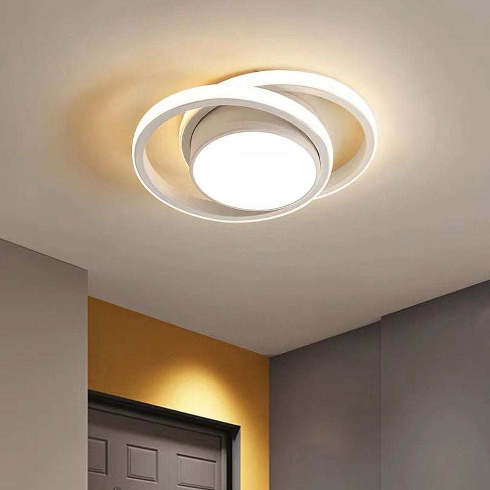 Minimalistische LED Plafondlamp Dubbele Ring Modern Compact Wit Stijl A