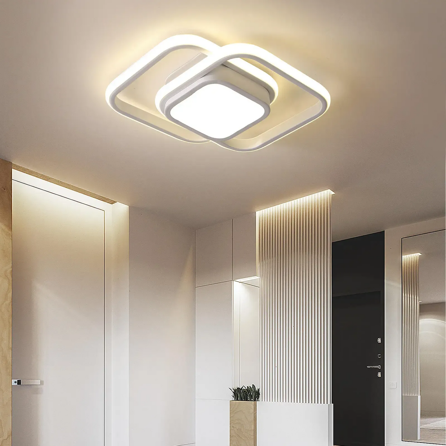 Minimalistische LED Plafondlamp Dubbele Ring Modern Compact Wit Stijl B Wit licht