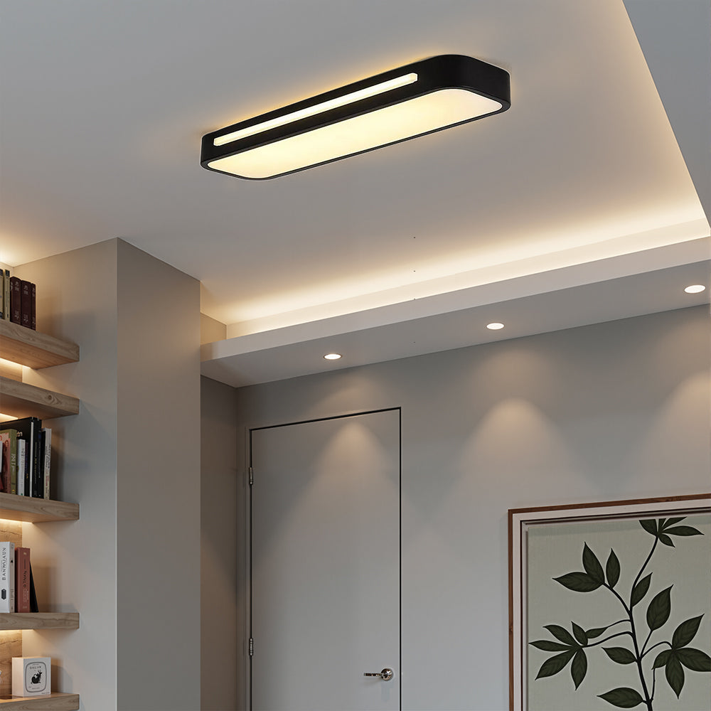 Moderne Nordic Minimalistische Lange LED Dimbare Plafondverlichting Zwart D48*H4CM Neutraal Licht