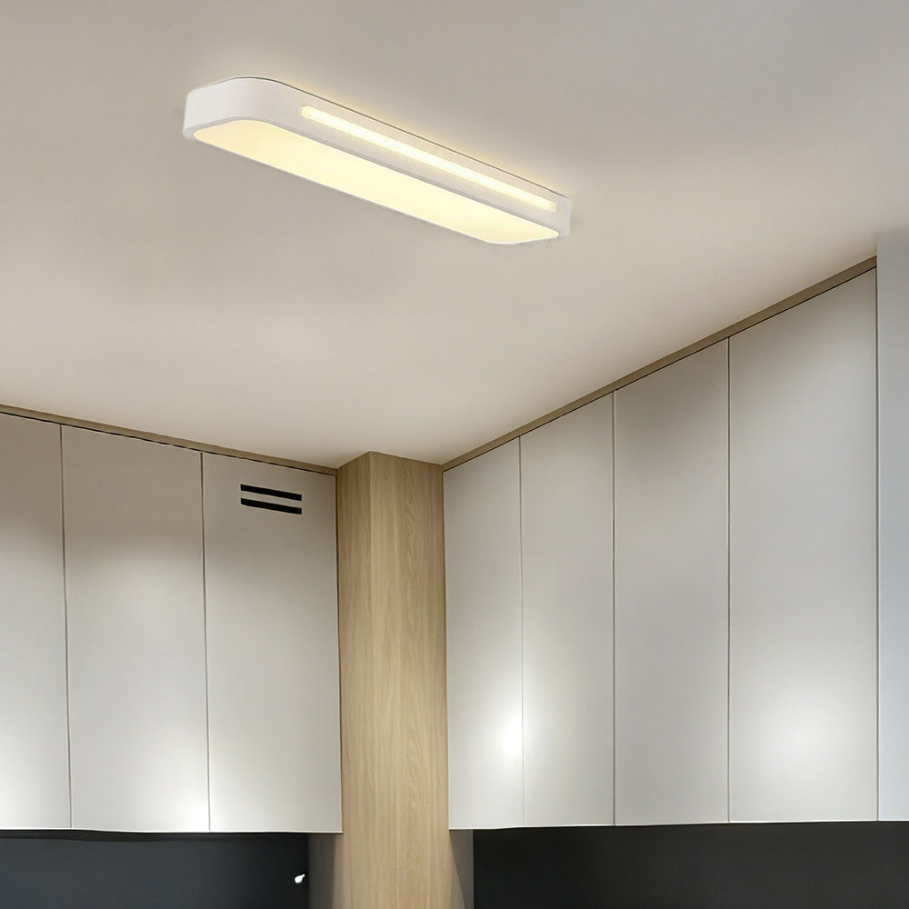 Moderne Nordic Minimalistische Lange LED Dimbare Plafondverlichting Wit D48*H4CM Warm Licht