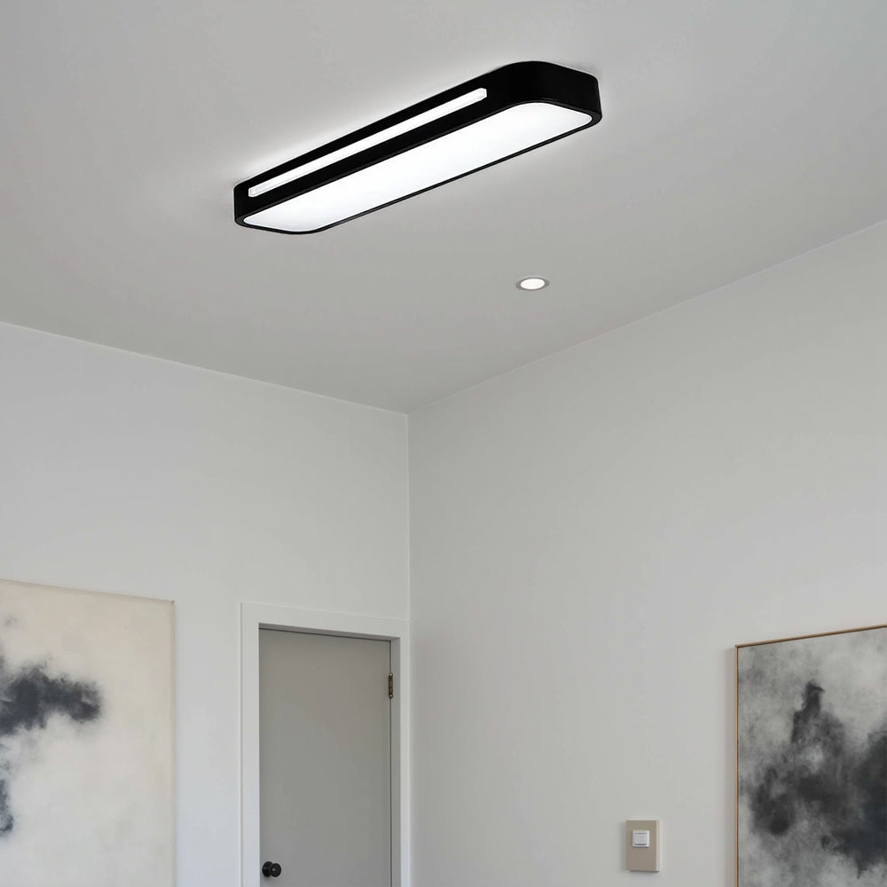Moderne Nordic Minimalistische Lange LED Dimbare Plafondverlichting Zwart D48*H4CM Dimbaar met Afstandsbediening
