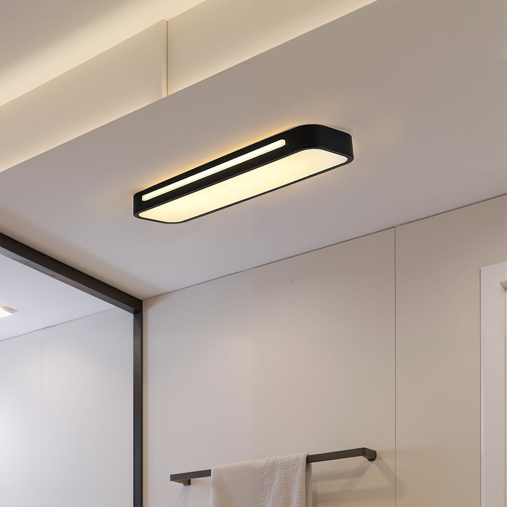 Moderne Nordic Minimalistische Lange LED Dimbare Plafondverlichting Zwart D58*H4CM Warm Licht