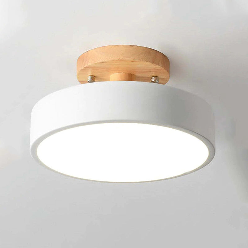 Moderne LED Plafondlamp Hout en Acryl voor Slaapkamer Wit 20CM - 12W