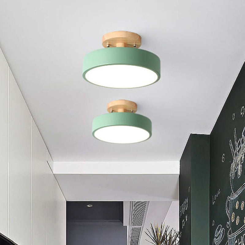 Moderne LED Plafondlamp Hout en Acryl voor Slaapkamer Groen 20CM - 12W
