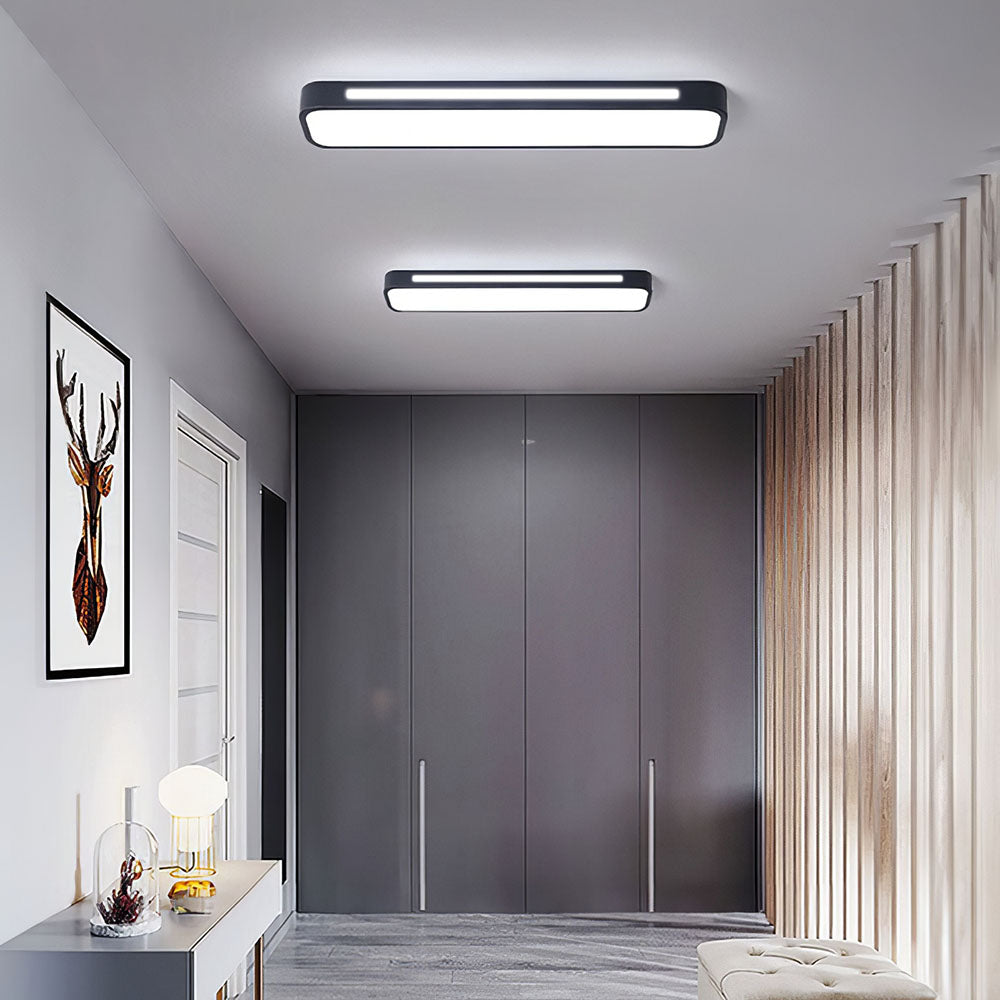 Moderne Scandinavische Minimalistische Lange LED Plafondlamp Zwart D48*H4CM Wit licht