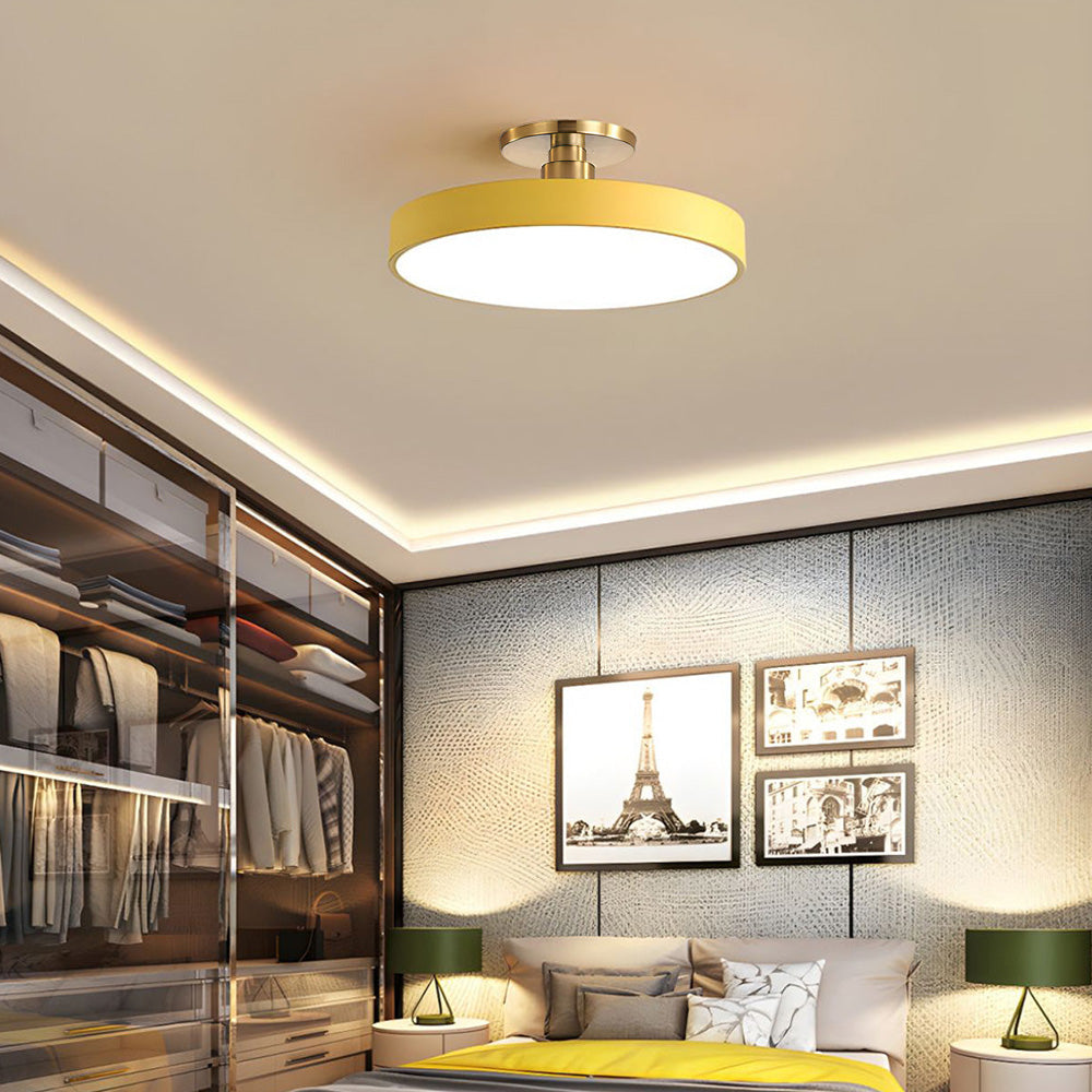 Moderne Compacte Ronde LED Plafondlamp Semi Inbouw 30cm Geel