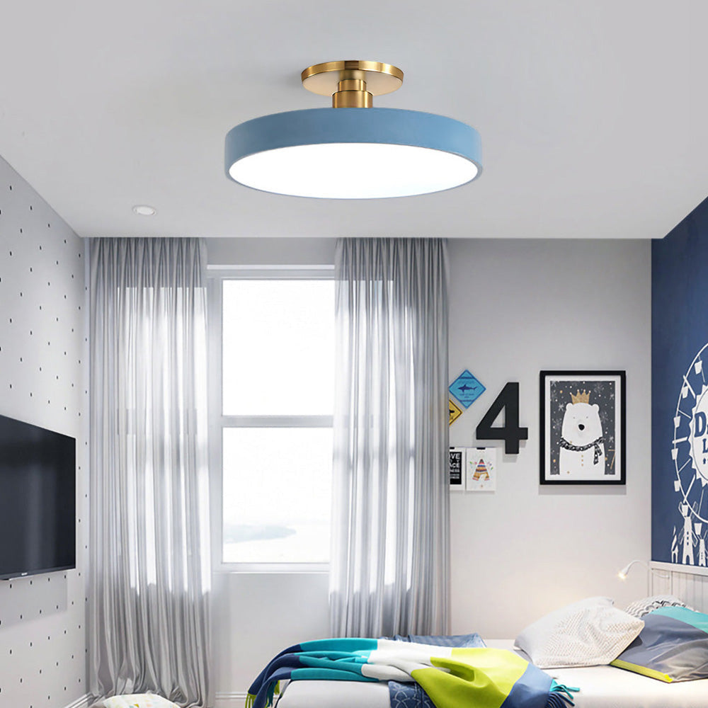 Moderne Compacte Ronde LED Plafondlamp Semi Inbouw 30cm Blauw