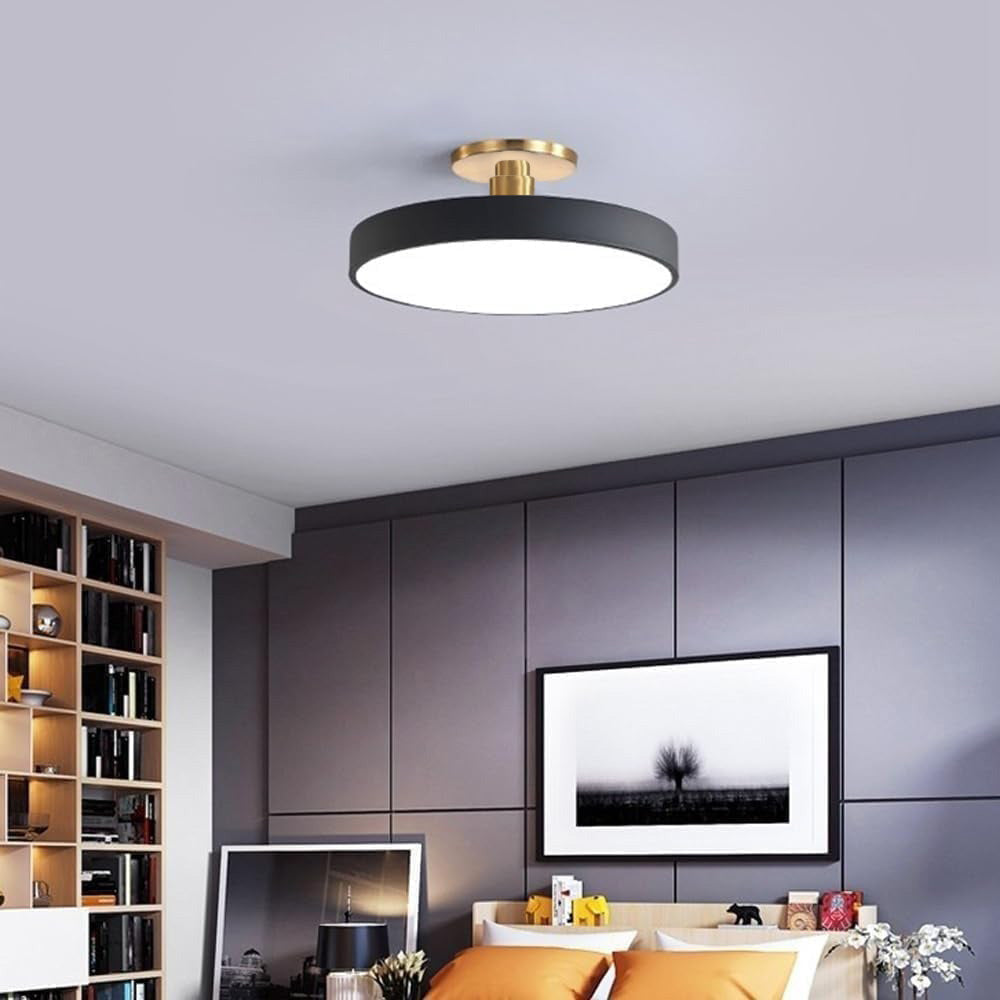 Moderne Compacte Ronde LED Plafondlamp Semi Inbouw 30cm Zwart