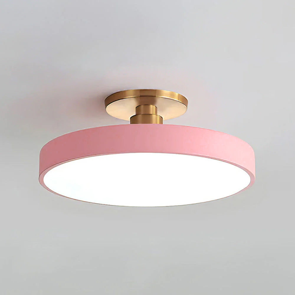 Moderne Compacte Ronde LED Plafondlamp Semi Inbouw 30cm Roze