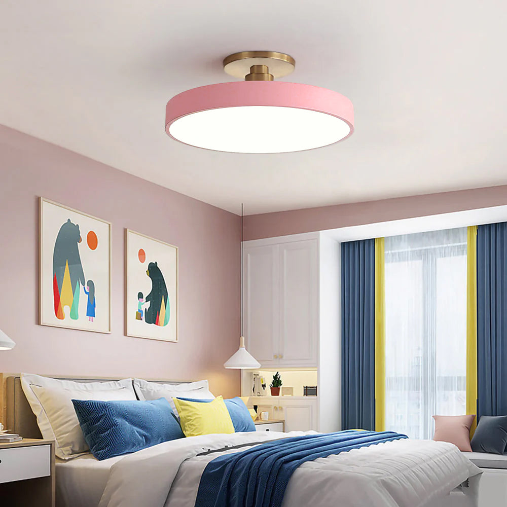 Moderne Compacte Ronde LED Plafondlamp Semi Inbouw 30cm Roze