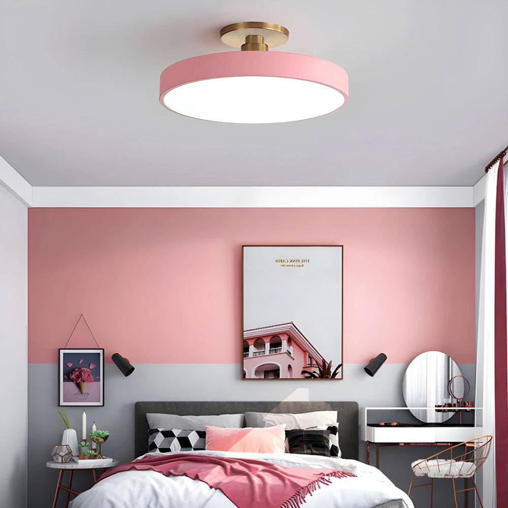 Moderne Compacte Ronde LED Plafondlamp Semi Inbouw 30cm Roze