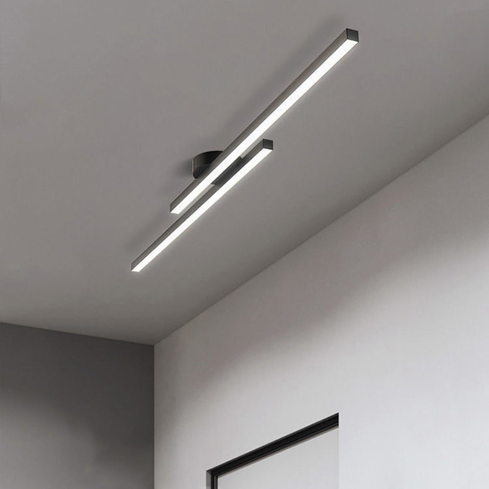 Moderne Aluminium Lange Strip Semi Inbouw LED Plafondlamp Zwart Wit licht