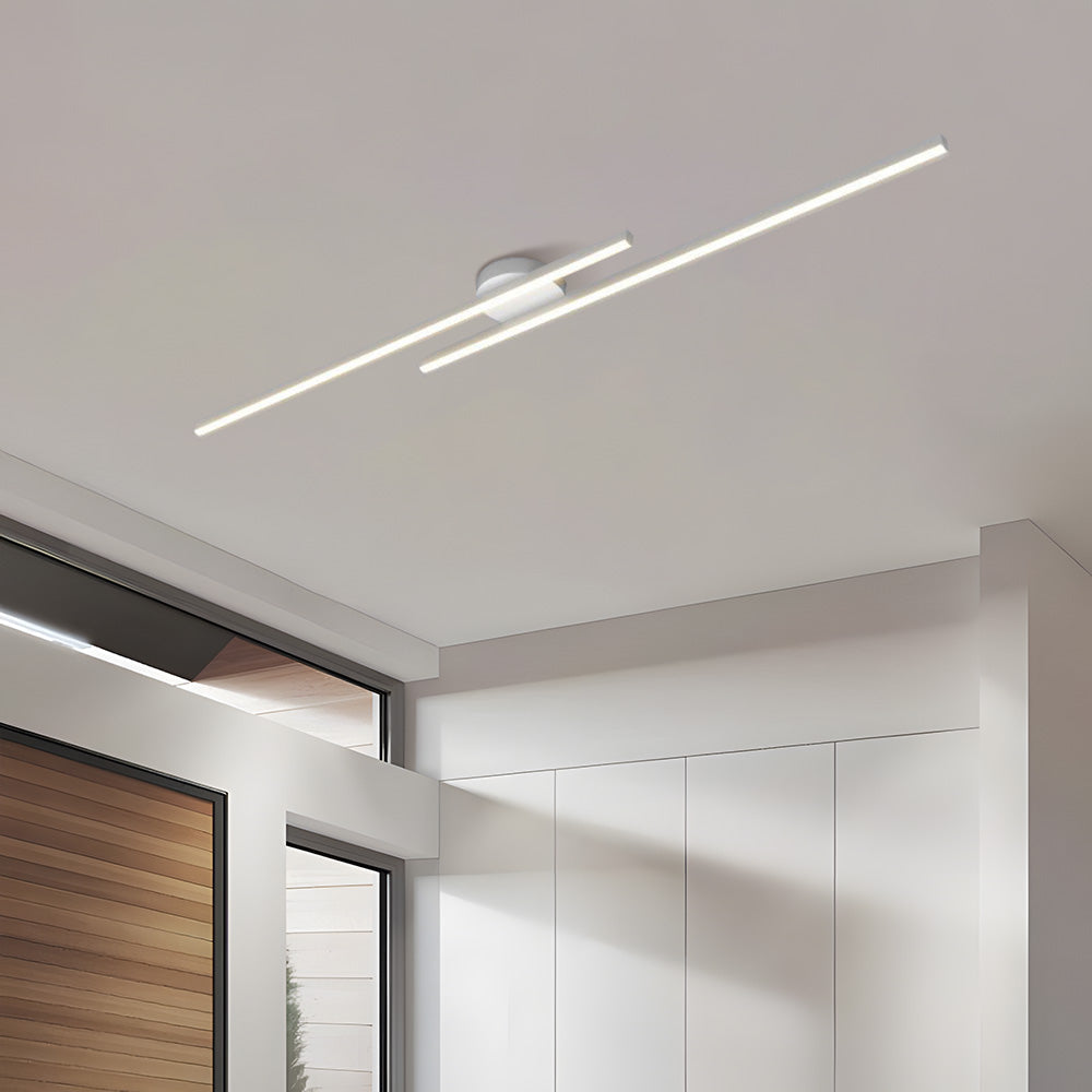 Moderne Aluminium Lange Strip Semi Inbouw LED Plafondlamp Wit