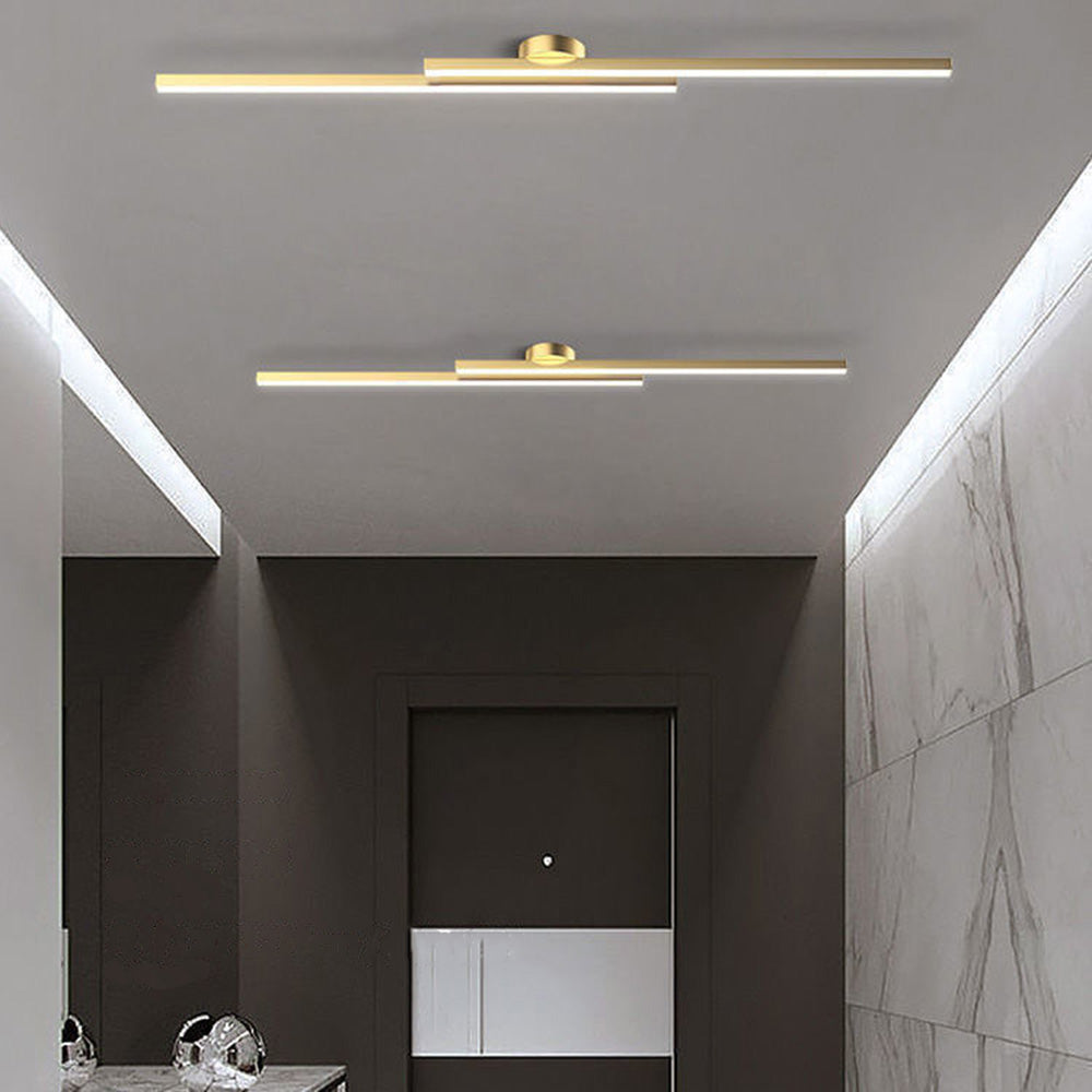 Moderne Aluminium Lange Strip Semi Inbouw LED Plafondlamp Goud Wit licht