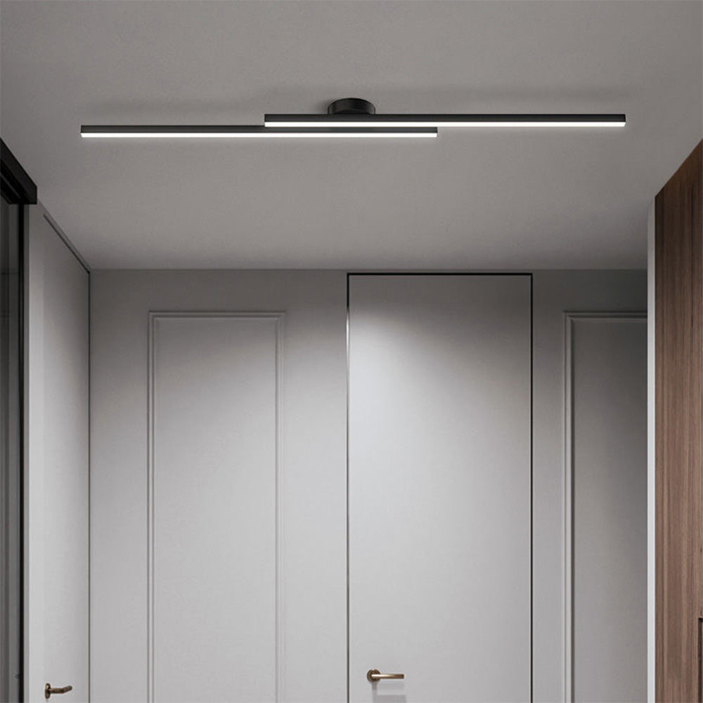 Moderne Aluminium Lange Strip Semi Inbouw LED Plafondlamp