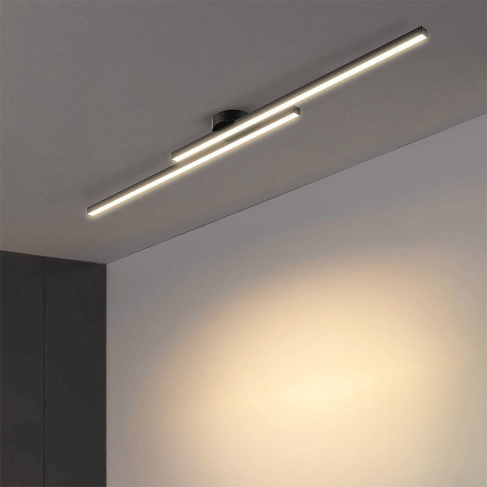 Moderne Aluminium Lange Strip Semi Inbouw LED Plafondlamp Zwart