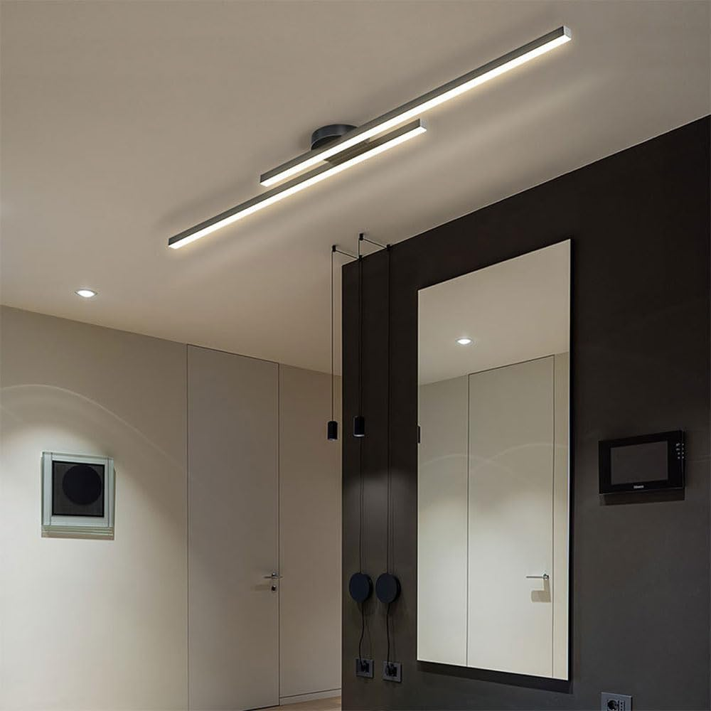Moderne Aluminium Lange Strip Semi Inbouw LED Plafondlamp