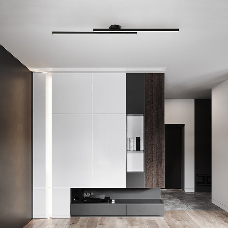 Moderne Aluminium Lange Strip Semi Inbouw LED Plafondlamp