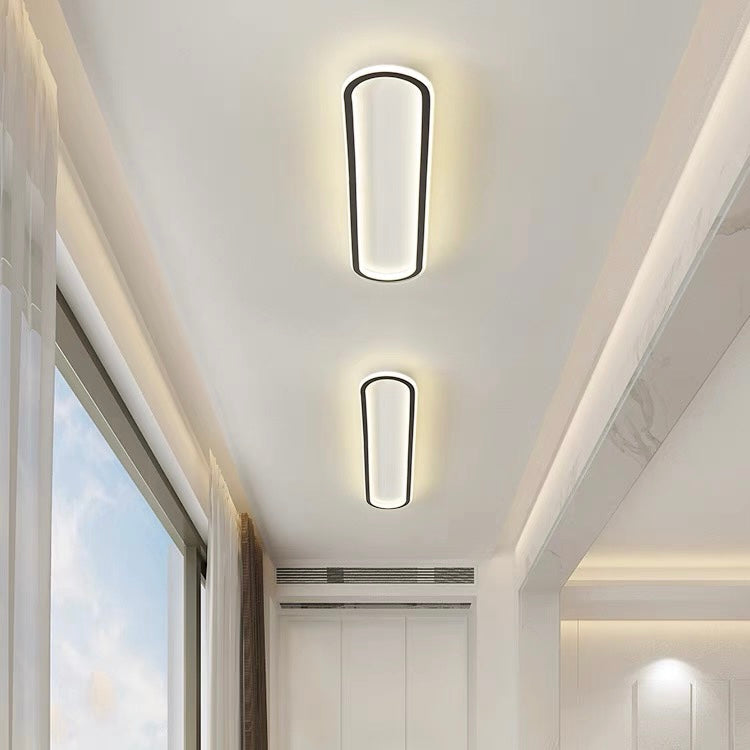 Moderne Lange Plafondlamp Voor Gangpad En Hal Verlichting Zwart D40*H5CM-18W Wit licht