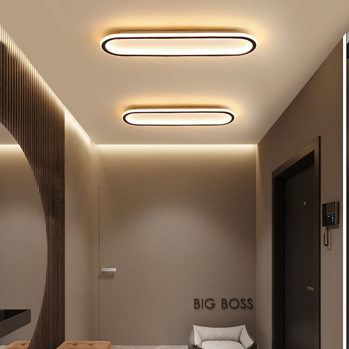 Moderne Lange Plafondlamp Voor Gangpad En Hal Verlichting Zwart D40*H5CM-18W Warm licht