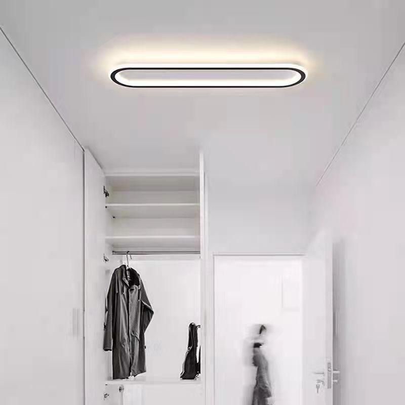 Moderne Lange Plafondlamp Voor Gangpad En Hal Verlichting Zwart D60*H5CM-28W Wit licht