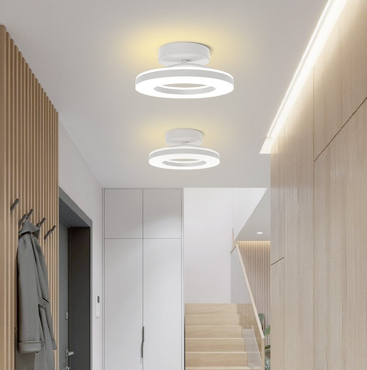 Moderne Gouden IJzeren Hal LED Plafondlamp Warm Licht Wit D20*H8CM 3 Kleurverandering door schakelaar