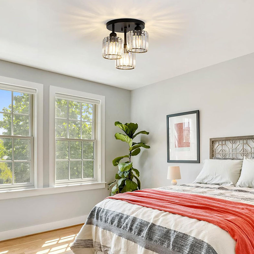 Moderne Kristallen Semi Flush Plafondlamp Voor Slaapkamer